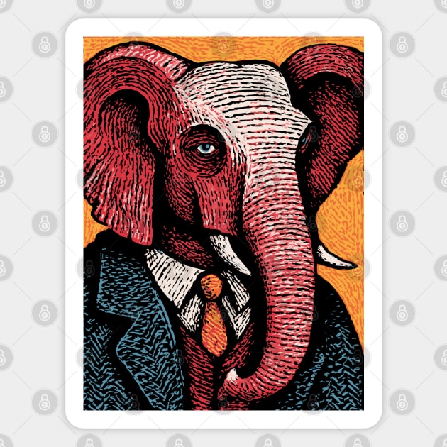 Elegant Elephant in Formal Attire Sophisticated Design Magnet by TuncGK